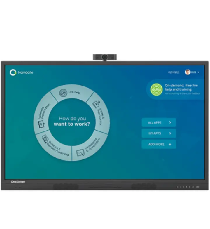 شاشة OneScreen T6 التفاعلية 75 بوصة 4K، Android 8، لمس 20 نقطة (t6-75-1)